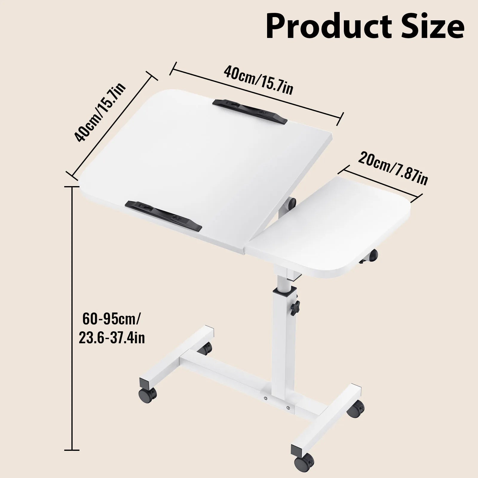 Bureau mobile inclinable sur roulettes pour ordinateur