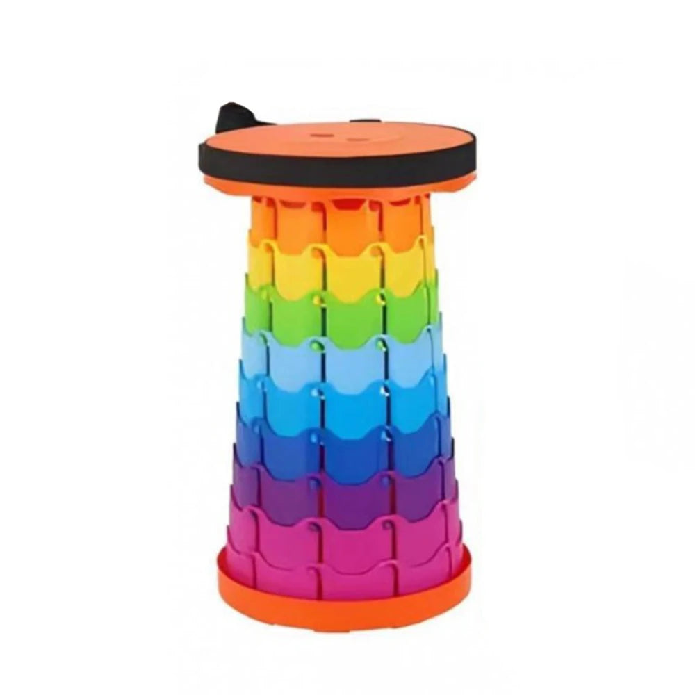 Tabouret télescopique pliant, hauteur réglable jusqu’à 45 cm — multicolore arc-en-ciel