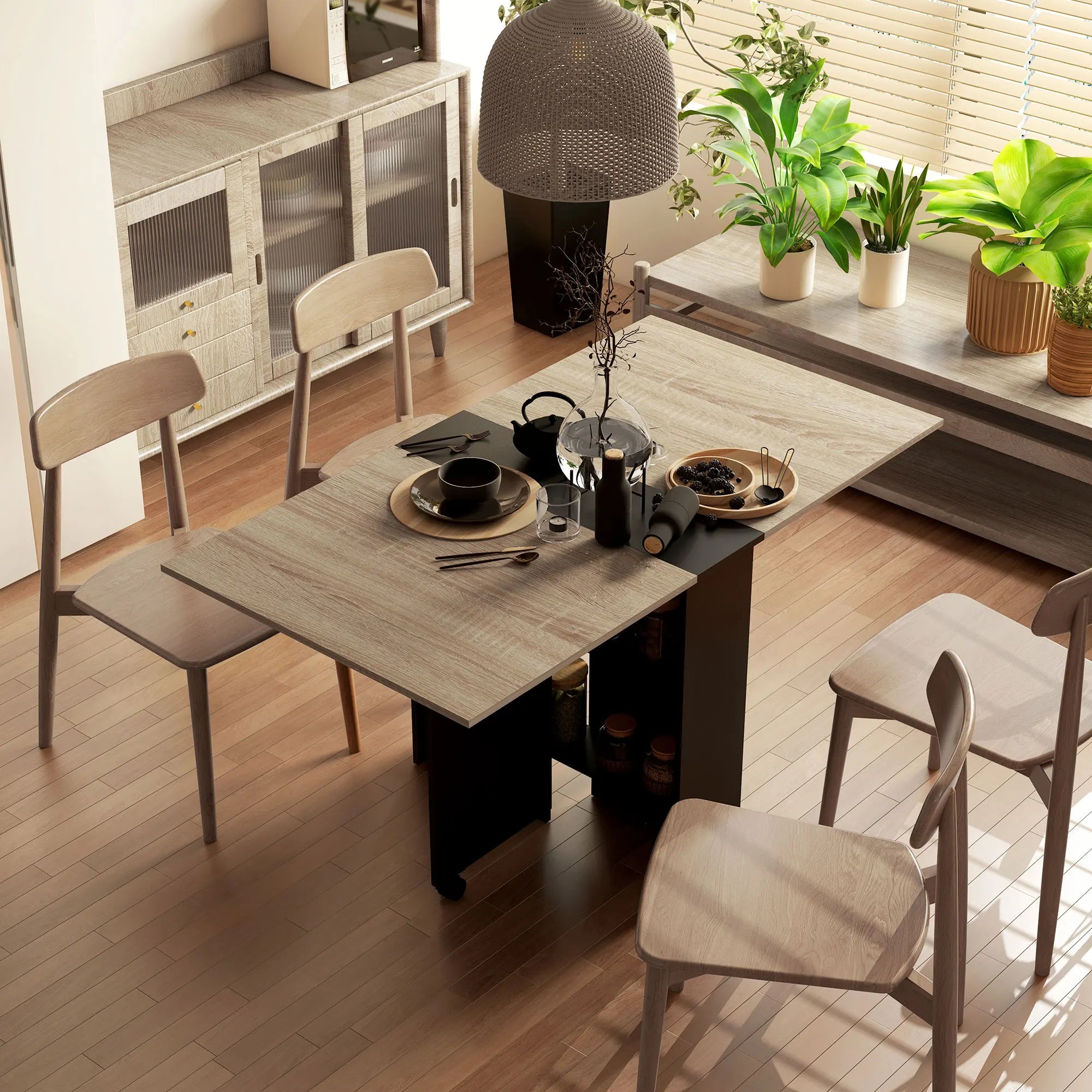 Table à manger pliante naturel et noir 140 × 75 cm