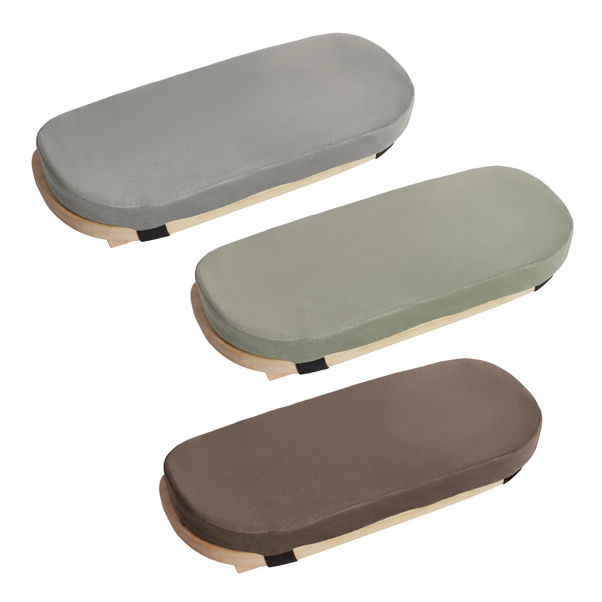 Banc de méditation pliable en bambou avec assise rembourrée — banc gris et banc vert