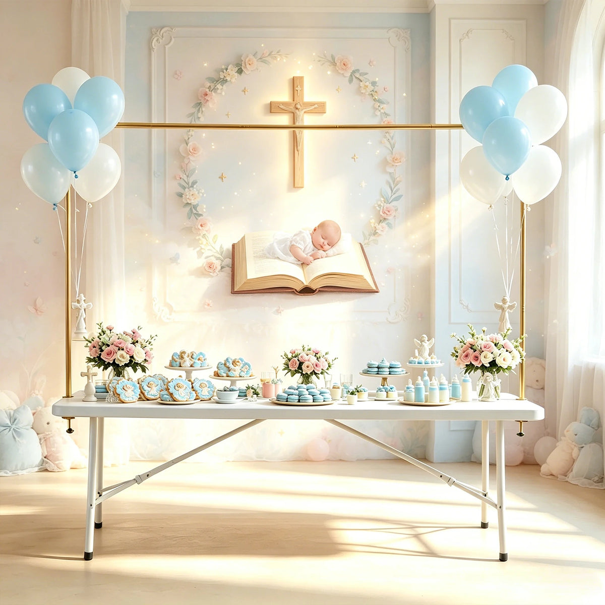 Arche de table dorée dans une mise en scène de célébration