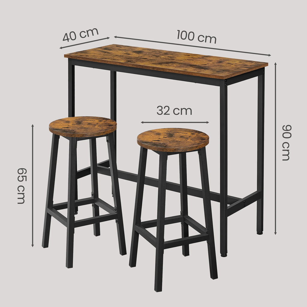 Ensemble repas compact avec 1 table et 2 chaises