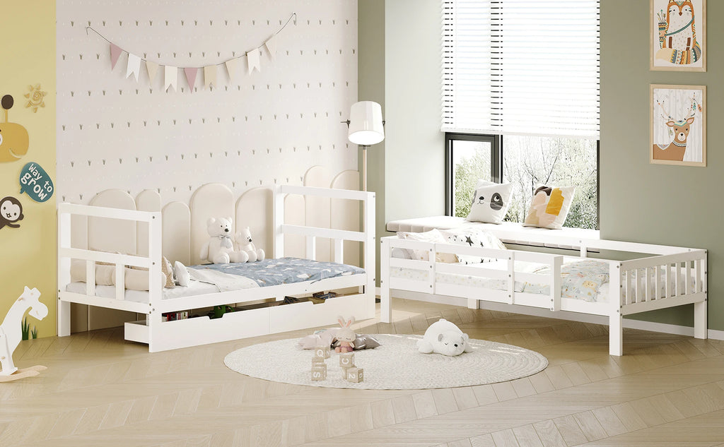 Lit superposé cabane pour 2 enfants 90 ou 140 × 200 cm
