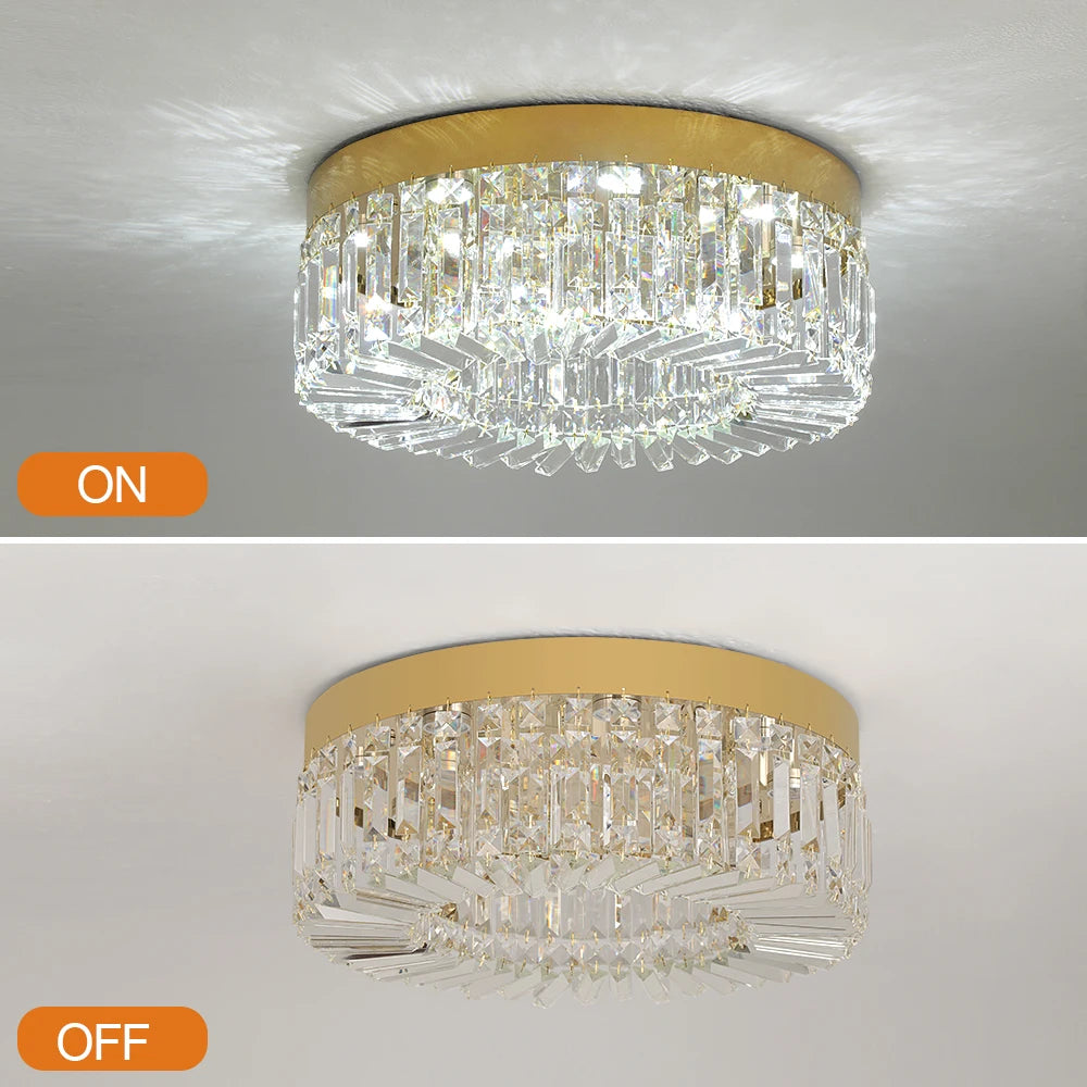 Plafonnier LED doré décoratif à éléments effet cristal, visuel 12