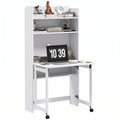 Bureau compact à plateau rabattable et étagères