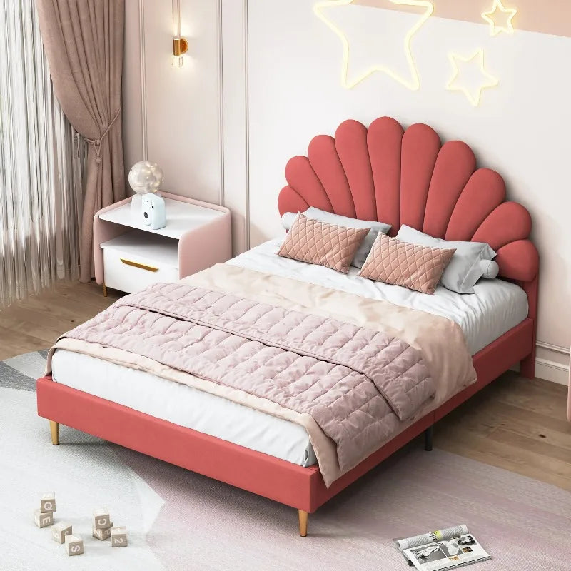 Lit enfant fleur en velours 90 ou 140 × 200 cm