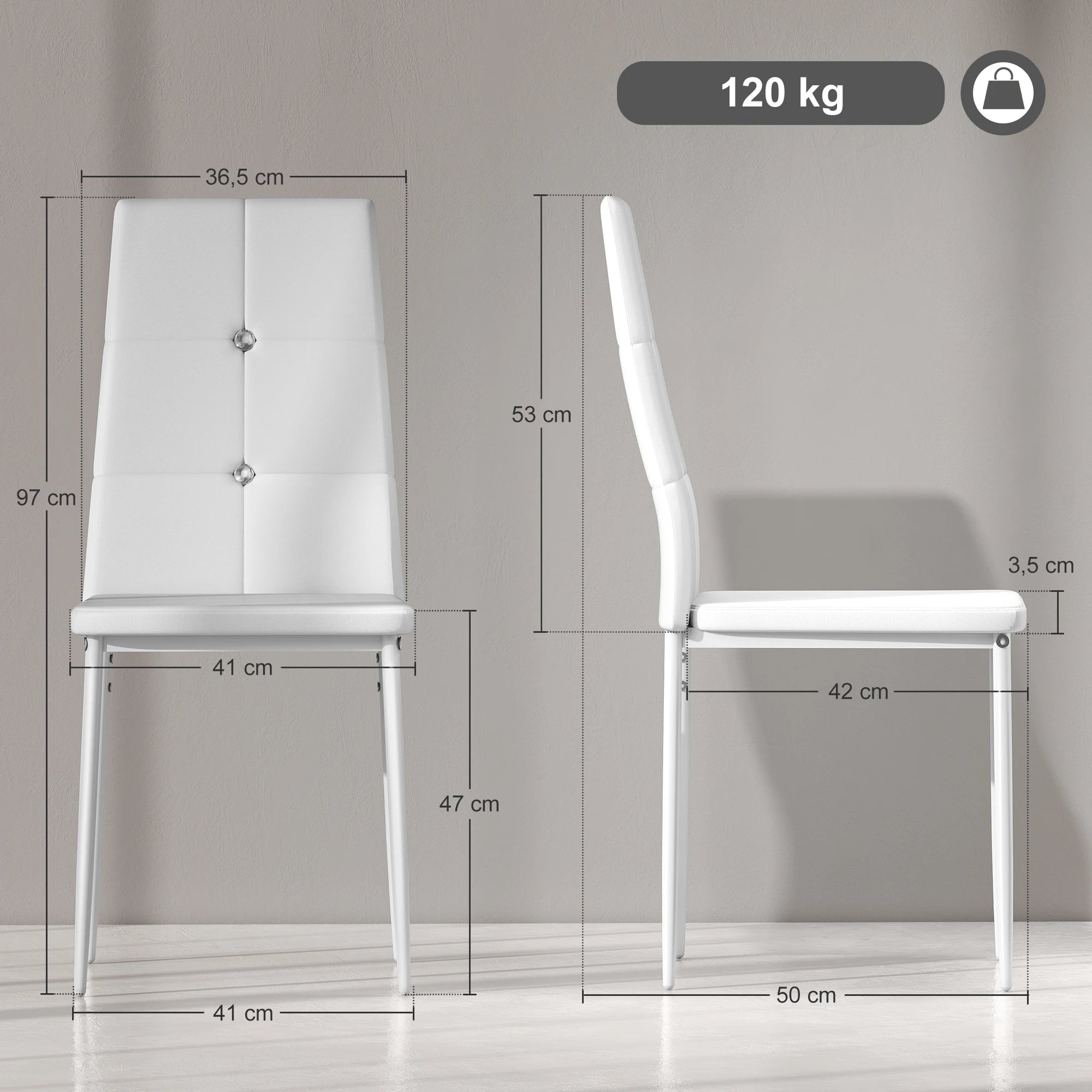 Lot de 6 chaises de salle à manger rembourrées