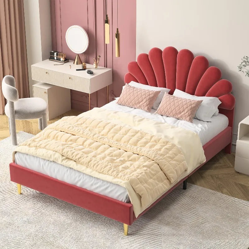 Lit enfant fleur en velours 90 ou 140 × 200 cm