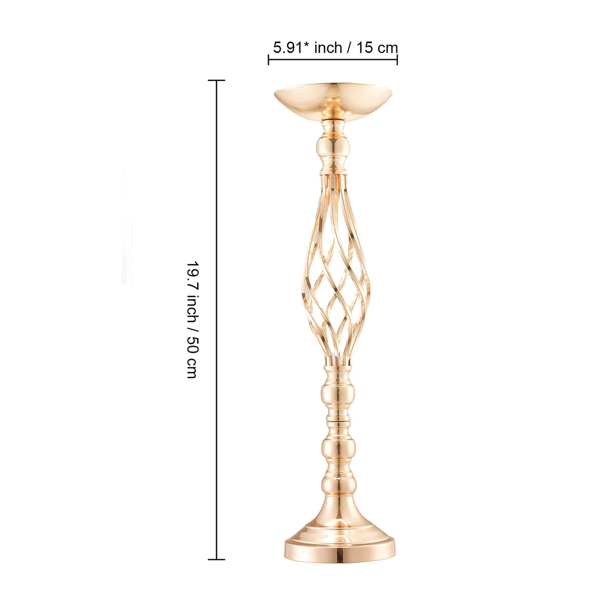 Support floral doré ajouré réf. 58 cm, visuel coté 50 cm
