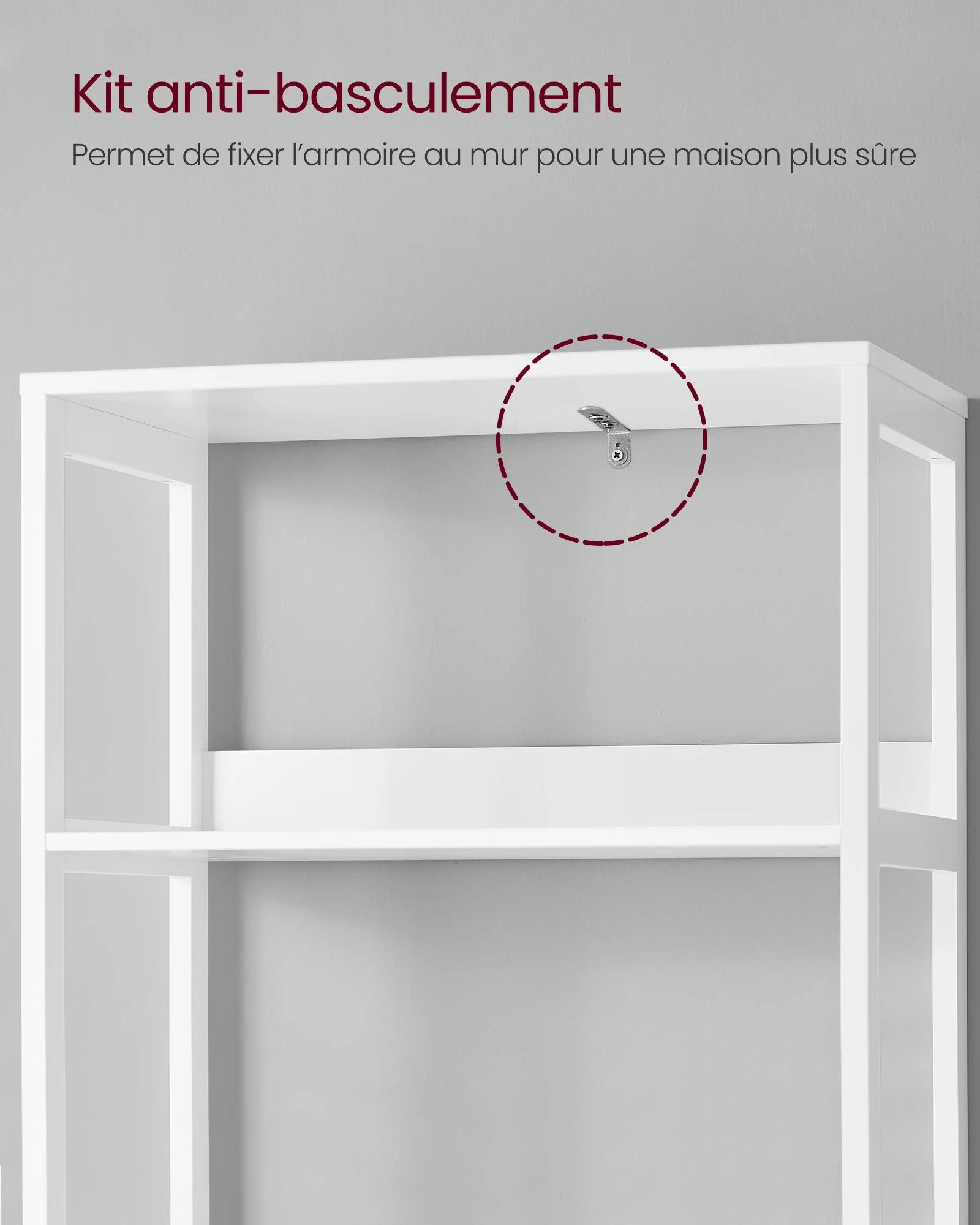 Armoire haute blanche avec 3 niches, tiroir et placard