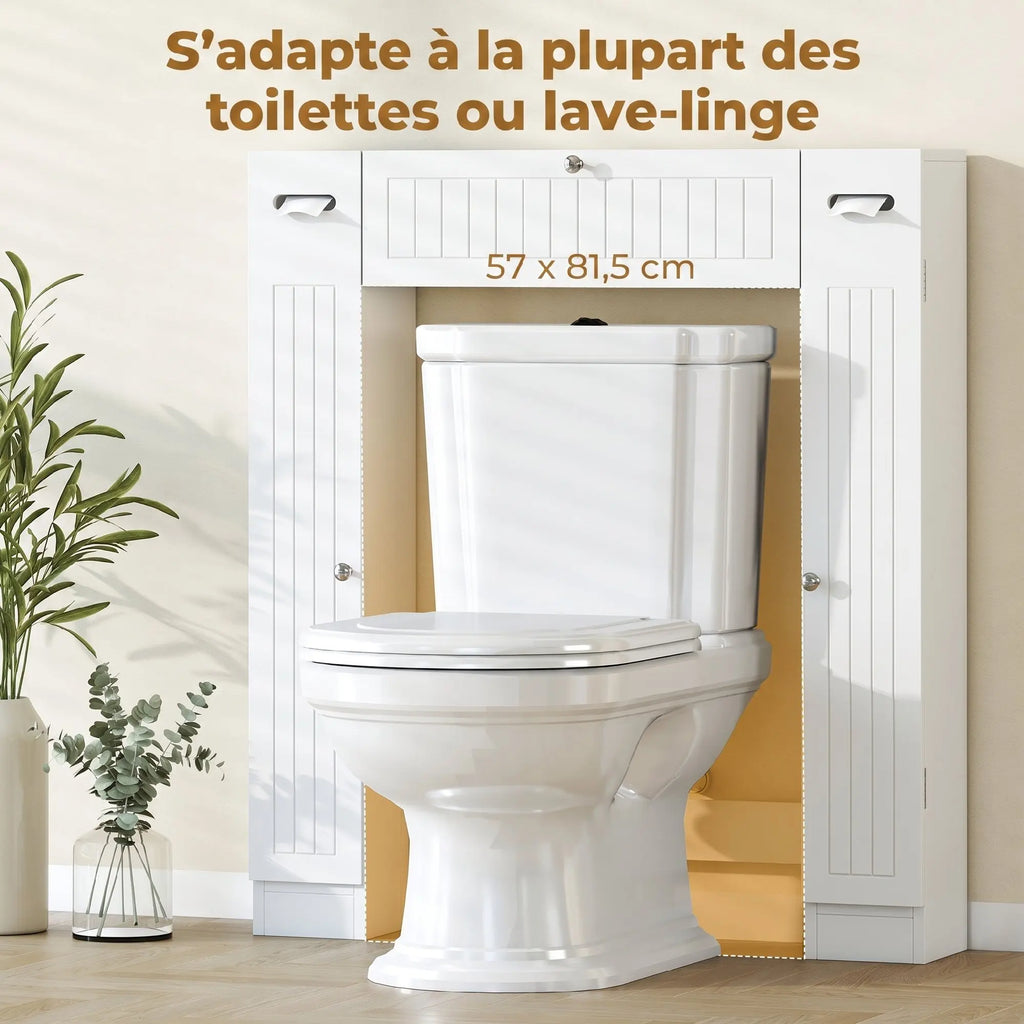 Meuble au-dessus des WC avec placards, tiroir et étagères