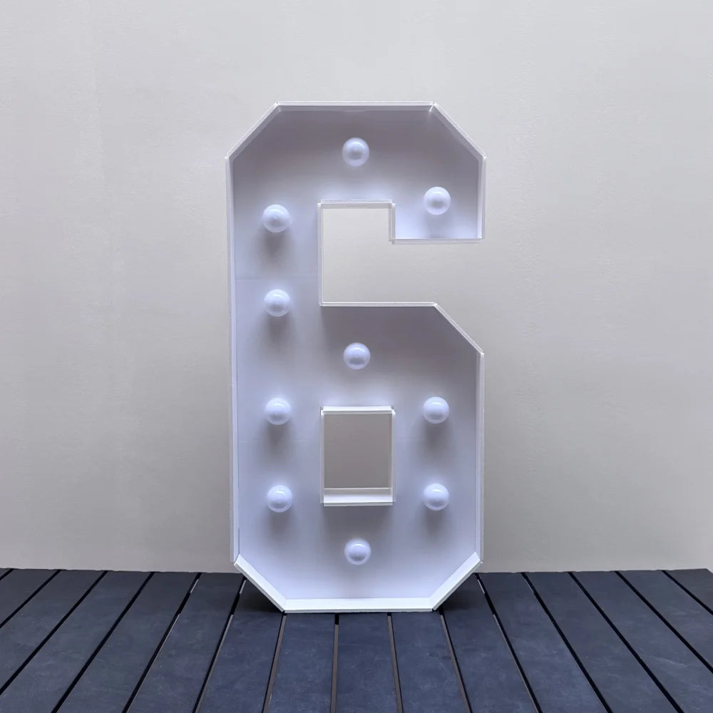 Chiffre lumineux blanc à assembler : variante chiffre 6.