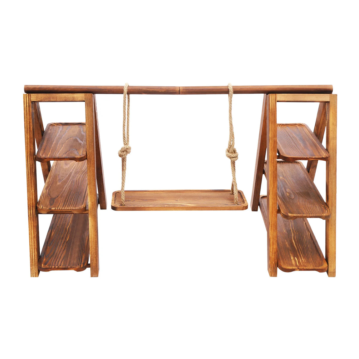 Présentoir à gâteaux en bois, décor balançoire