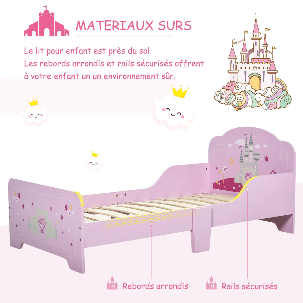 Lit enfant princesse 140 × 70 cm avec sommier