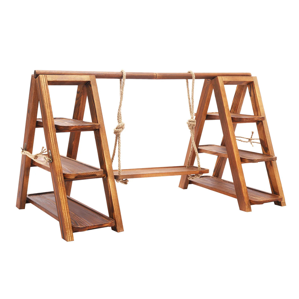 Présentoir à gâteaux en bois, décor balançoire