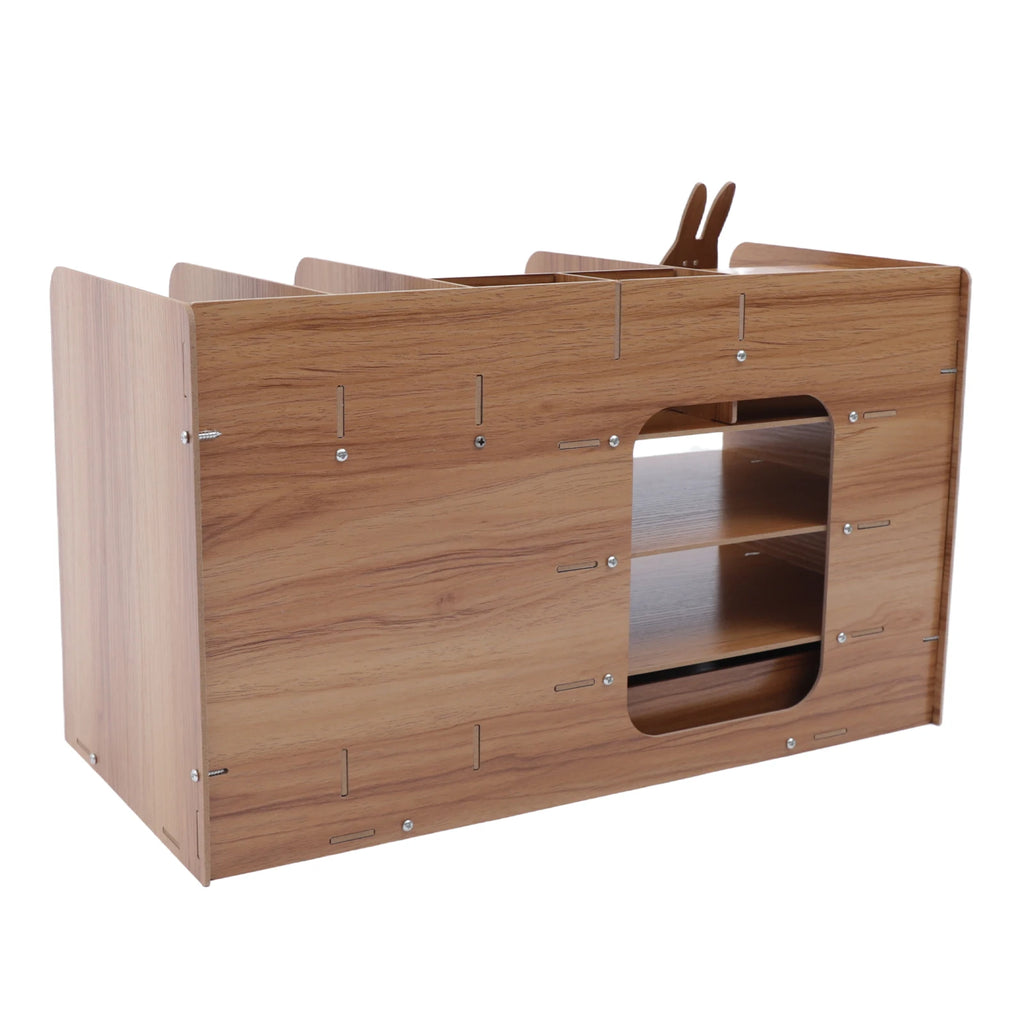 Organisateur de bureau en bois avec tiroir, 48 cm — ouverture pour mouchoirs