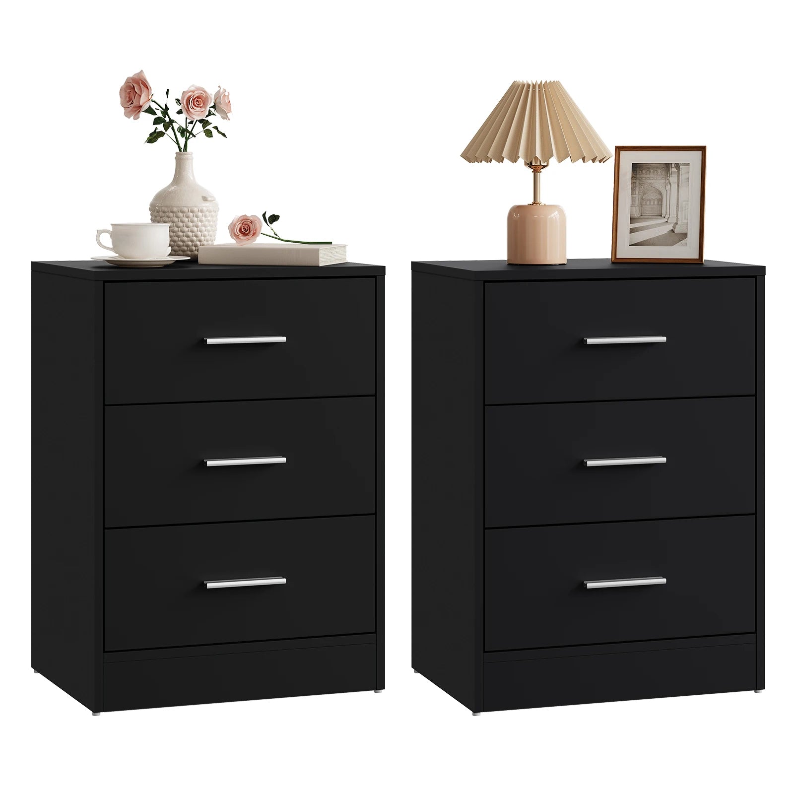 Lot de 2 tables de chevet à 3 tiroirs 39 × 54 cm