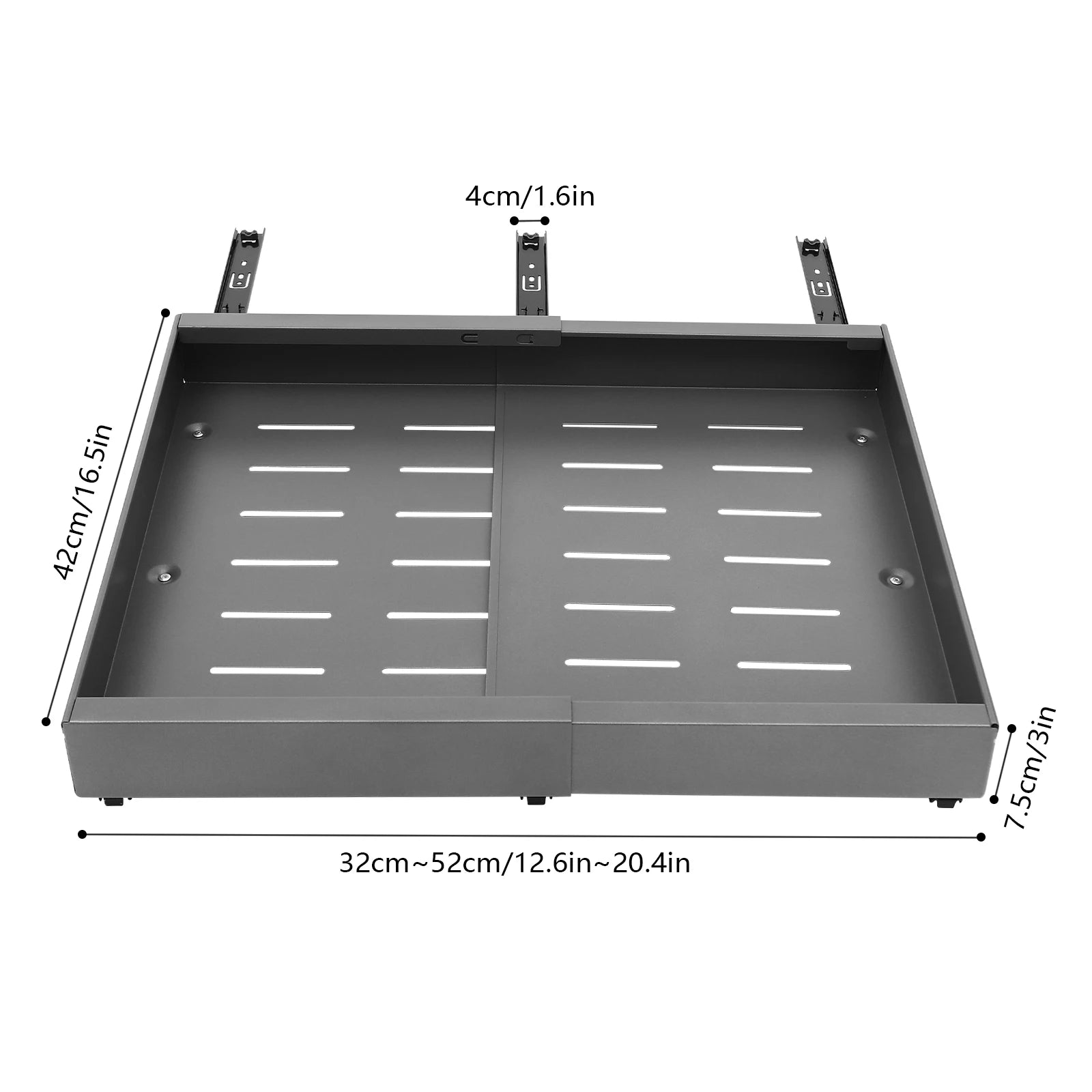 Tiroir de rangement extractible et extensible sans perçage
