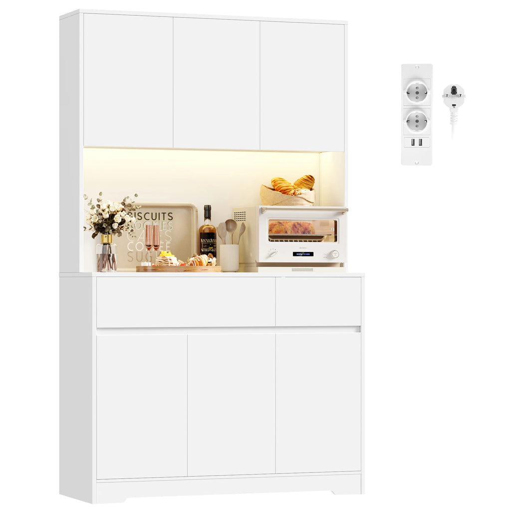 Vaisselier de cuisine avec LED, 6 portes et 2 tiroirs – 180 cm – vue 13