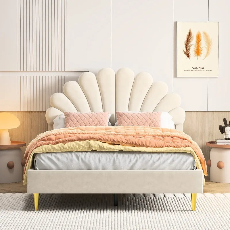 Lit enfant fleur en velours 90 ou 140 × 200 cm