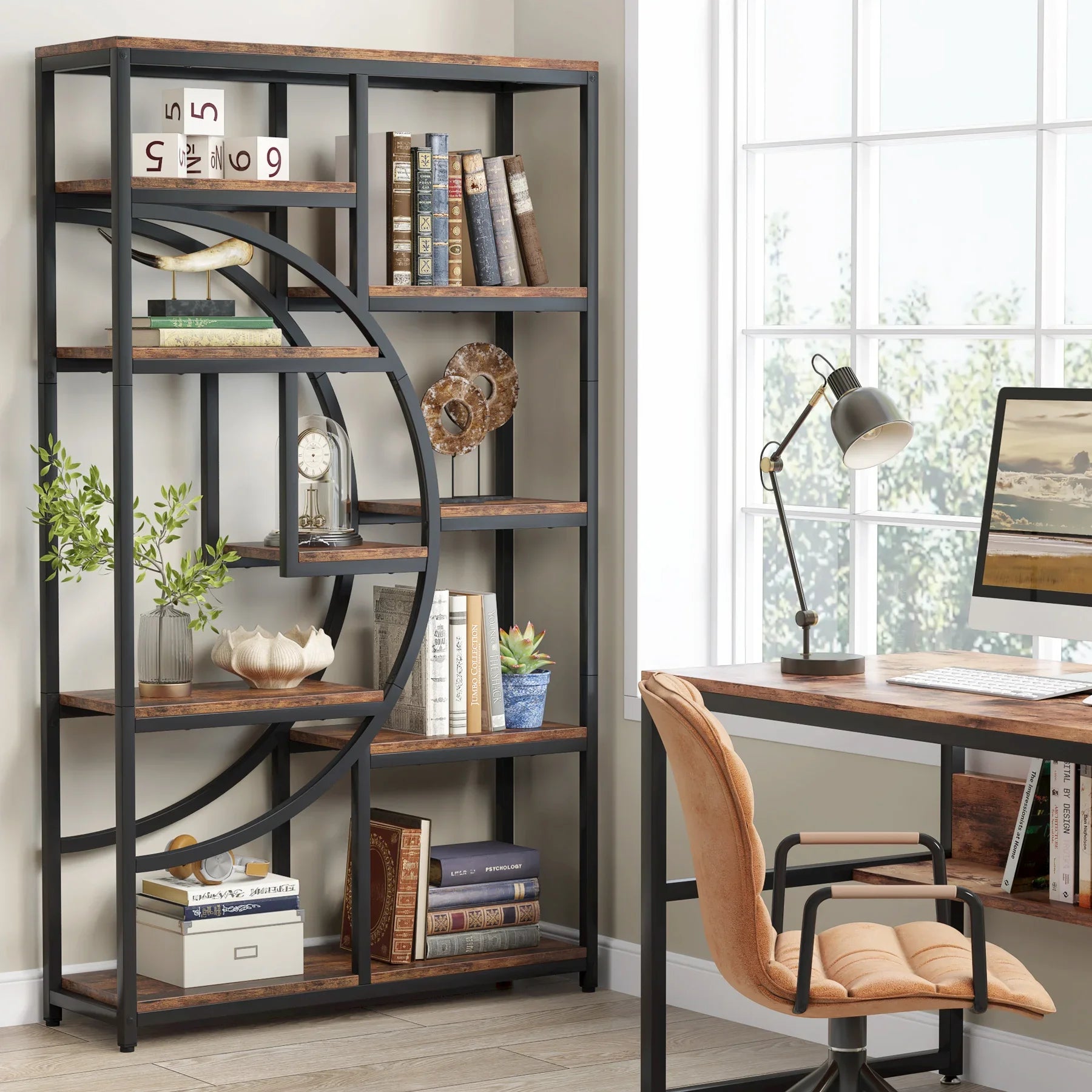 Bibliothèque industrielle géométrique à 5 niveaux