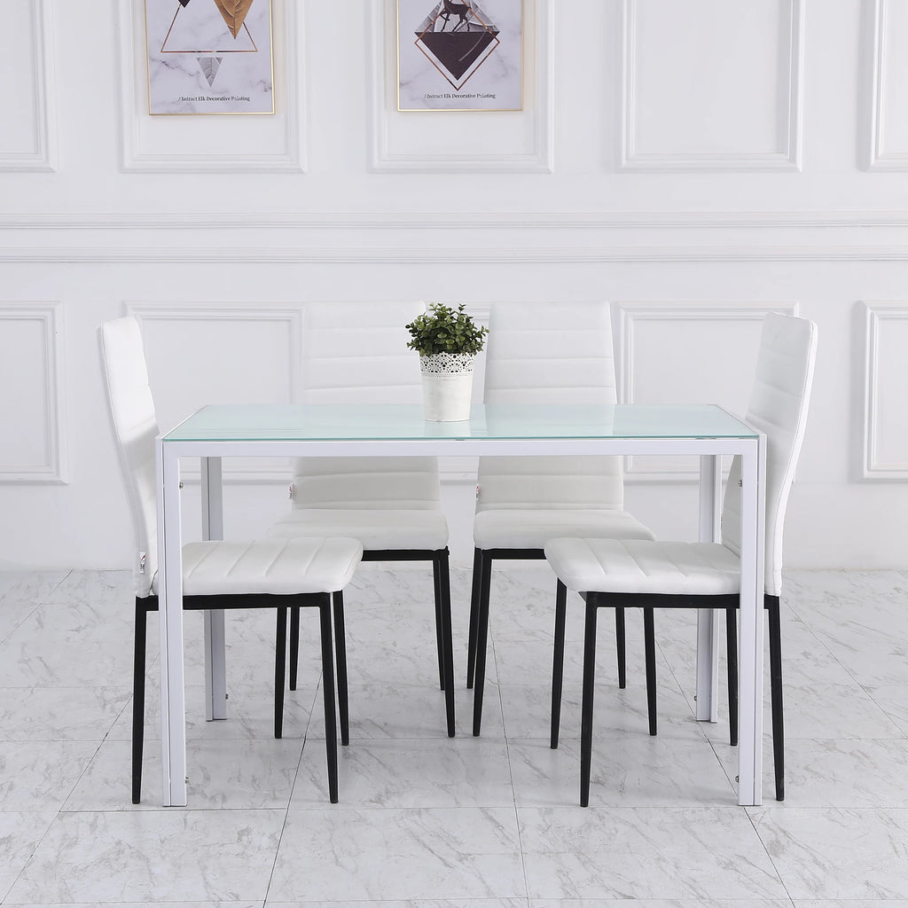 Lot de 4 chaises de salle à manger en tissu effet lin