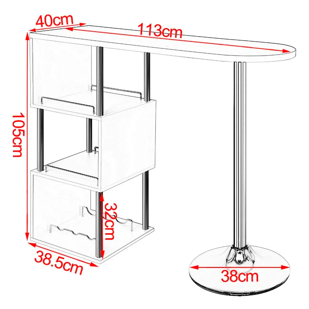 Table de bar haute à trois étagères avec plateau de 113 cm, visuel 6