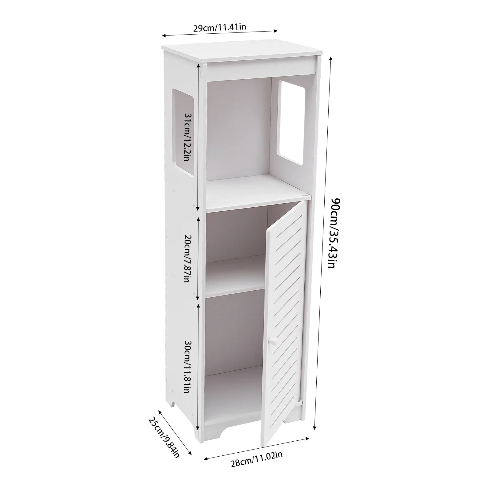 Colonne de salle de bain ventilée en PVC 28 × 25 × 90 cm