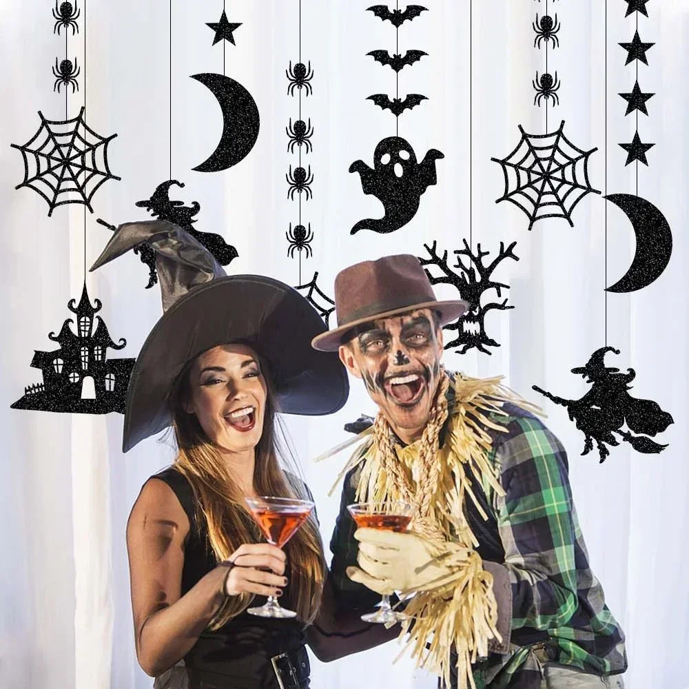 Exemple de décor Halloween avec des invités costumés
