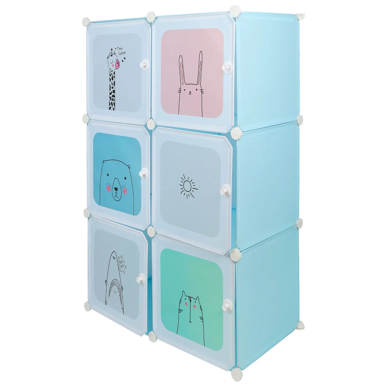 Armoire modulaire enfant à 6 cubes illustrés