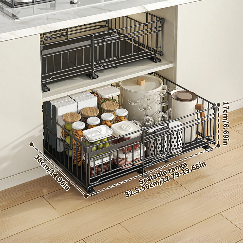 Tiroir coulissant extensible sans perçage 32,5 à 50 cm