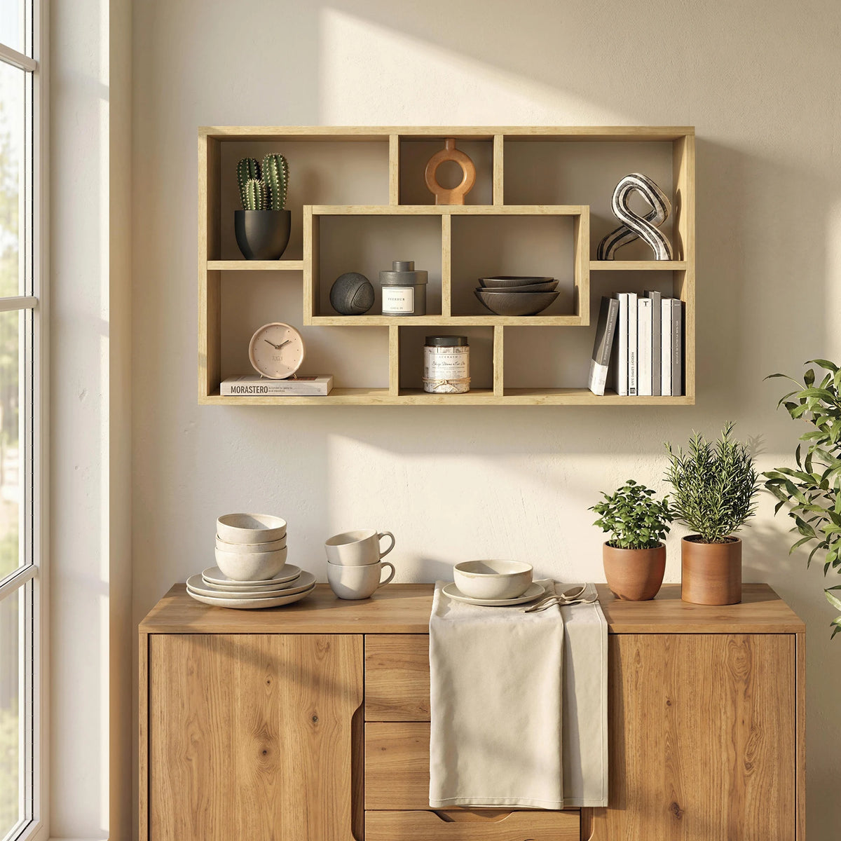 Étagère murale en bois à huit cases pour livres et CD, illustration 11