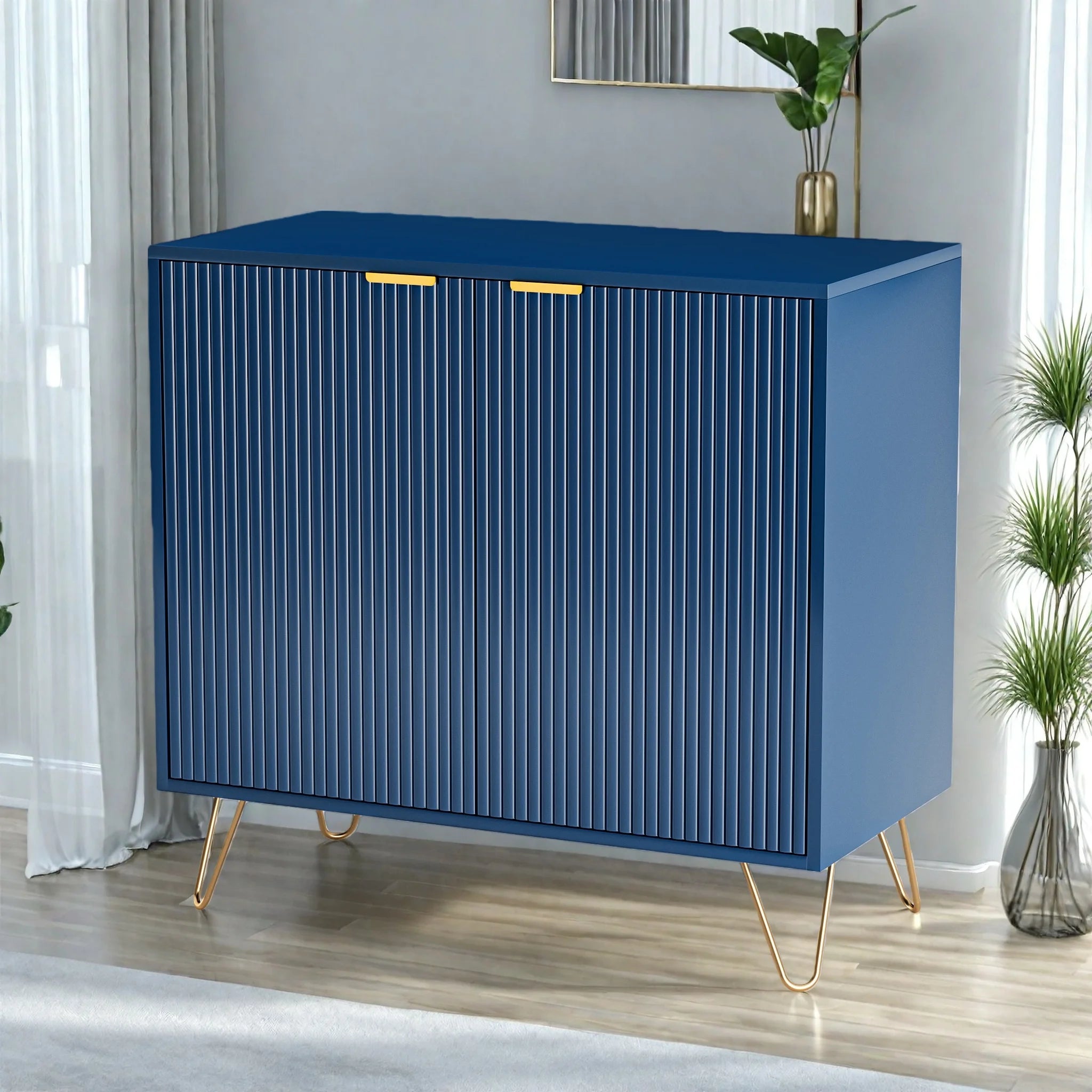 Armoire de rangement bleu foncé à 2 portes