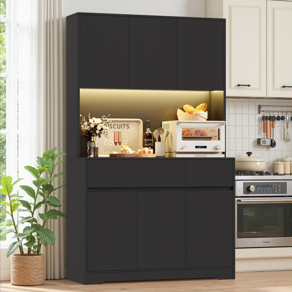 Vaisselier de cuisine avec LED, 6 portes et 2 tiroirs – 180 cm – vue 5