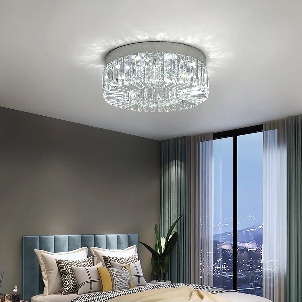 Plafonnier LED doré décoratif à éléments effet cristal, visuel 5