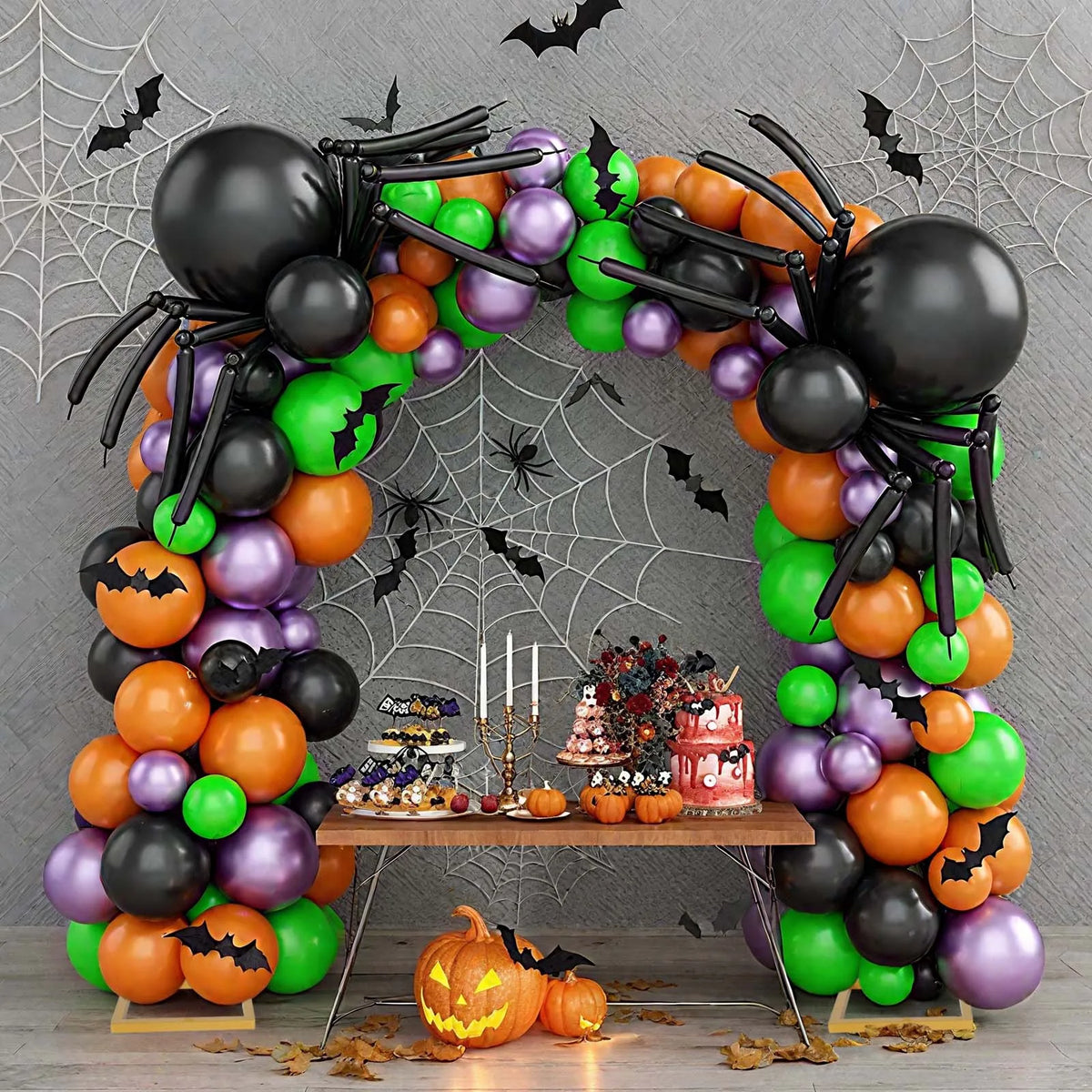 Arche arrondie dorée en métal : arche avec ballons Halloween.