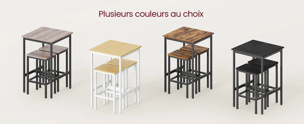 Ensemble table de bar avec 2 tabourets