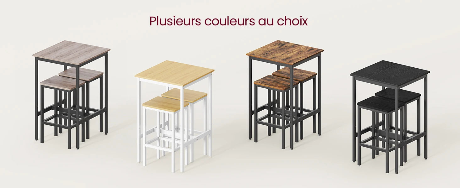 Ensemble table de bar avec 2 tabourets