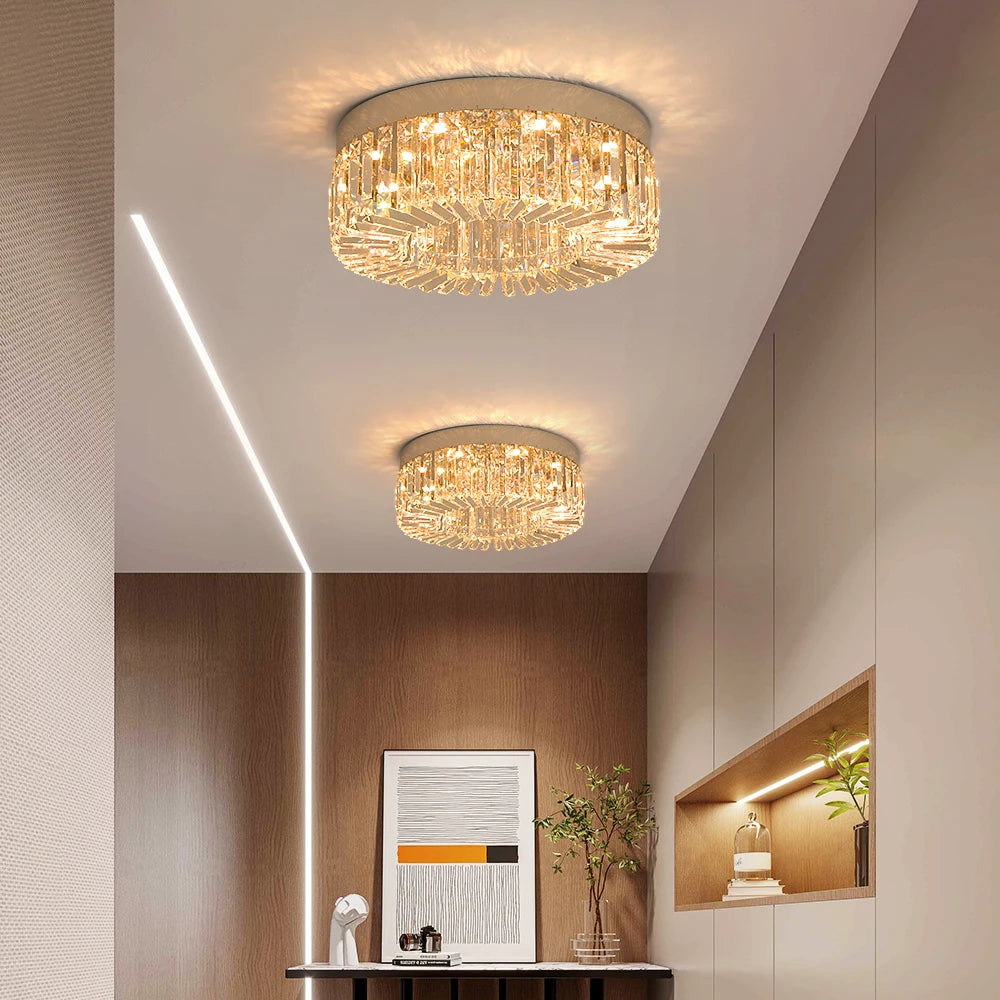 Plafonnier LED doré décoratif à éléments effet cristal, visuel 19