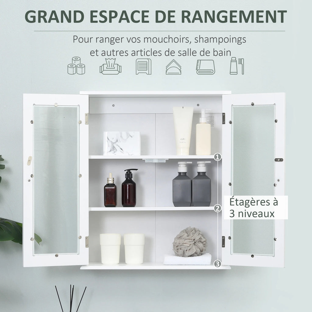Armoire murale de salle de bain à deux portes vitrées, illustration 3