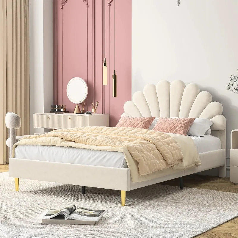 Lit enfant fleur en velours 90 ou 140 × 200 cm