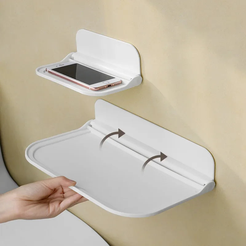 Étagère murale pliable de salle de bain sans perçage