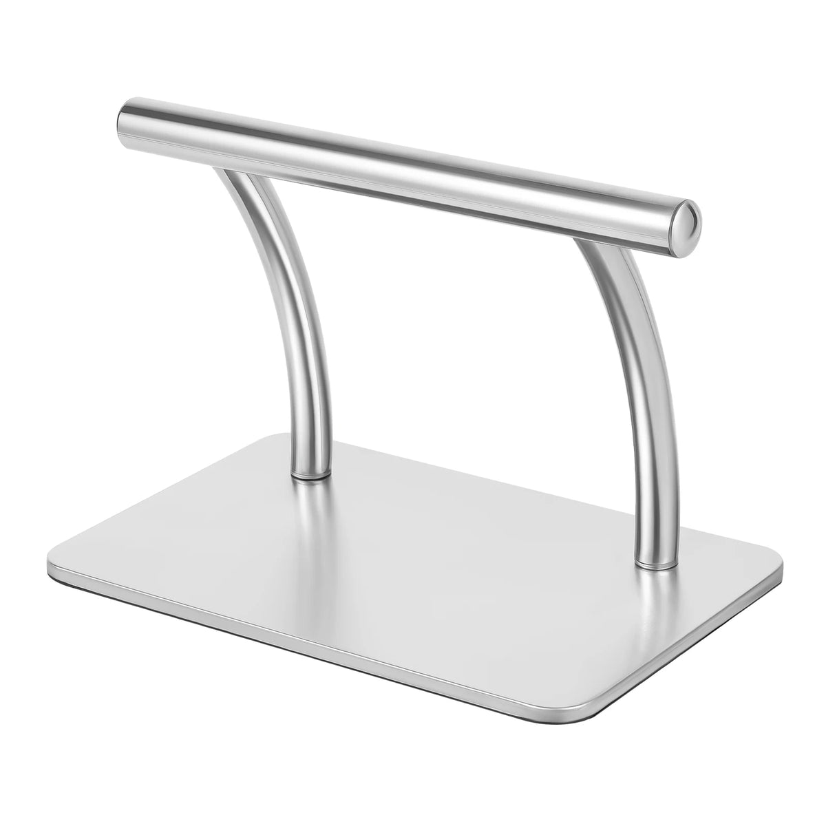 Repose-pieds de bureau en acier inoxydable argenté — vue latérale