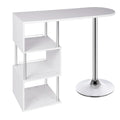 Table de bar haute à trois étagères avec plateau de 113 cm, variante blanche
