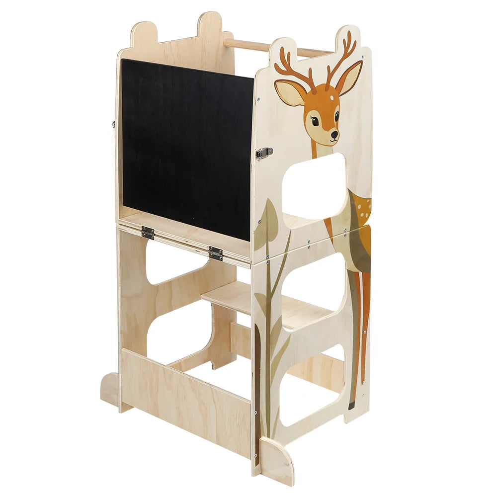 Tour d’apprentissage en bois convertible, motifs animaux — Cerf