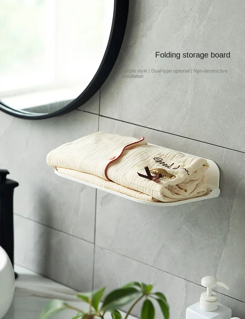 Étagère murale pliable de salle de bain sans perçage