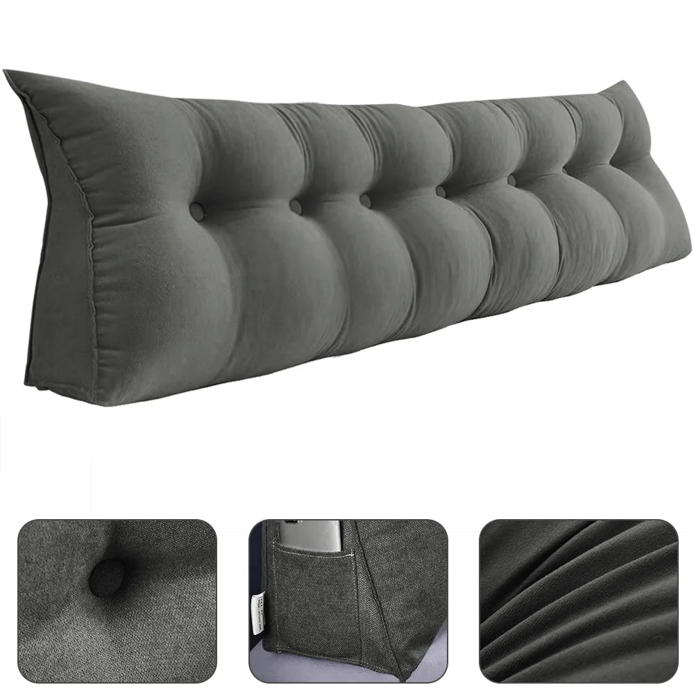 Coussin triangulaire de dossier pour tête de lit, coloris gris foncé, visuel 8