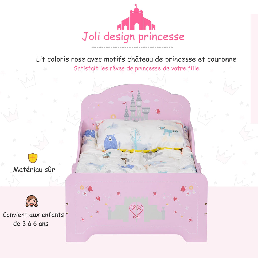 Lit enfant princesse 140 × 70 cm avec sommier