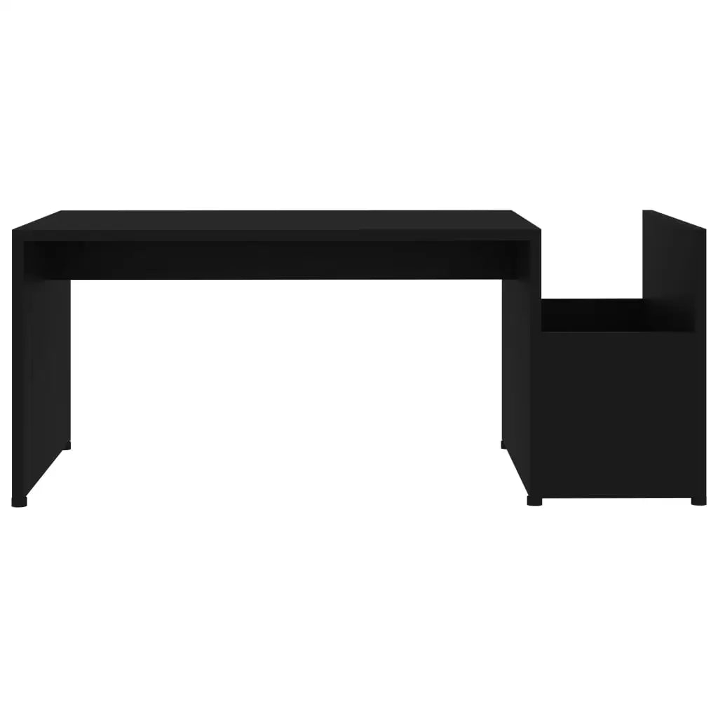 Table basse noire avec rangement latéral, 90 cm — vue de face