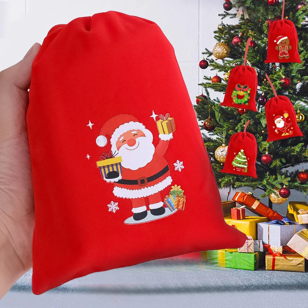 Pochette rouge avec Père Noël illustré